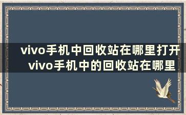 vivo手机中回收站在哪里打开 vivo手机中的回收站在哪里找